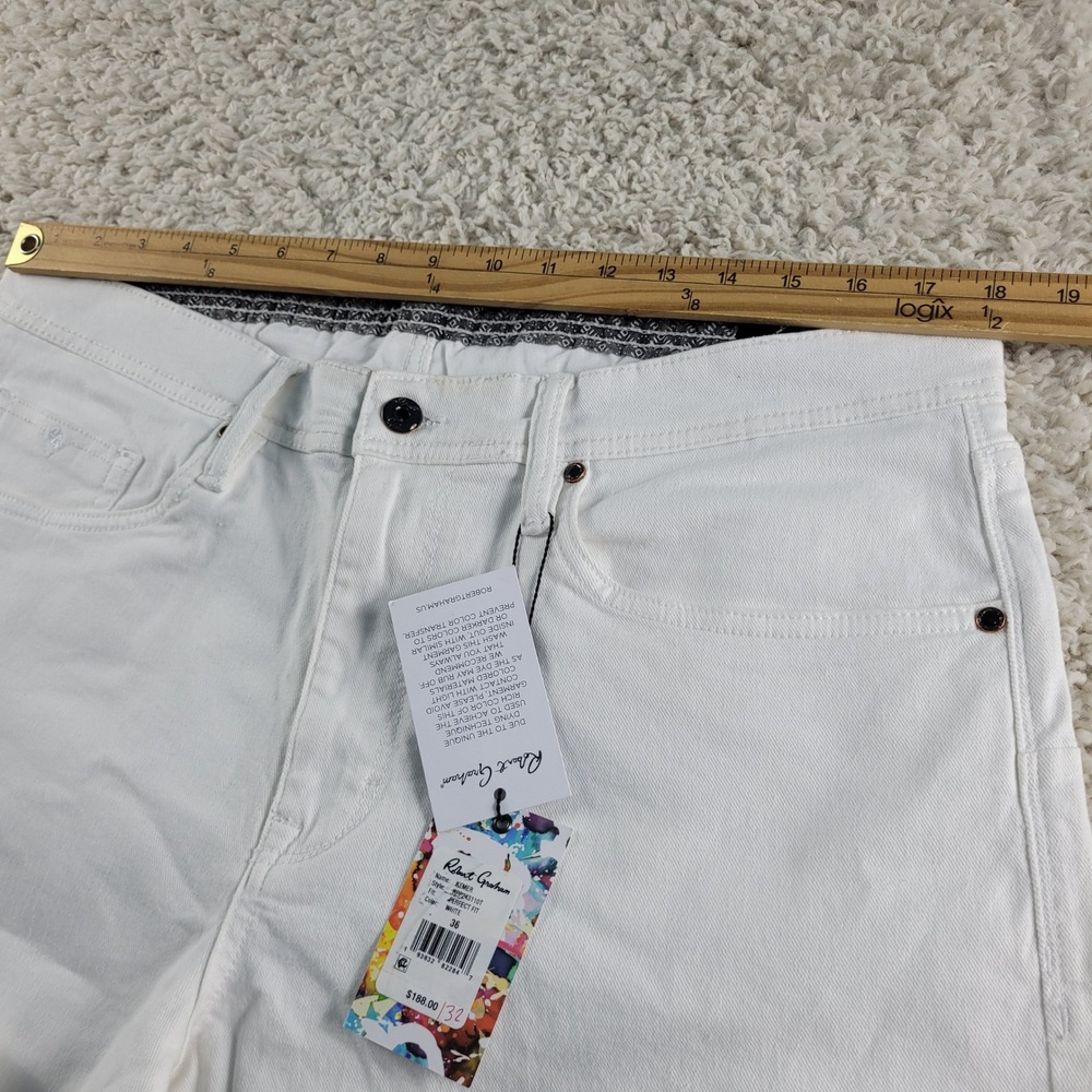 Robert Graham Perfect Fit Jeans Men's 36x33.5 White Straight Leg Trousers NEW - Picture 6 of 14